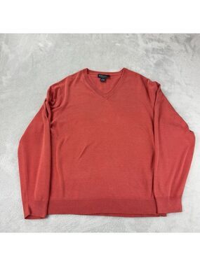 Brooks Brothers Men's Size XL V Neck 70% Silk 30% Cotton Long Sleeve Sweater